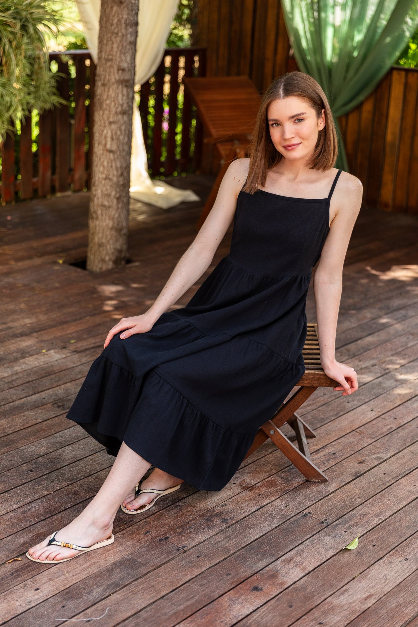 Nino Bow-Back Hemp Blend Dress - Black
