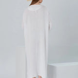 Essentials V-Neck Comfort Fit Cotton Maxi Dress - White