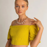 Begonville Sets Ava Crop Top & Skirt Cotton Set - Yellow