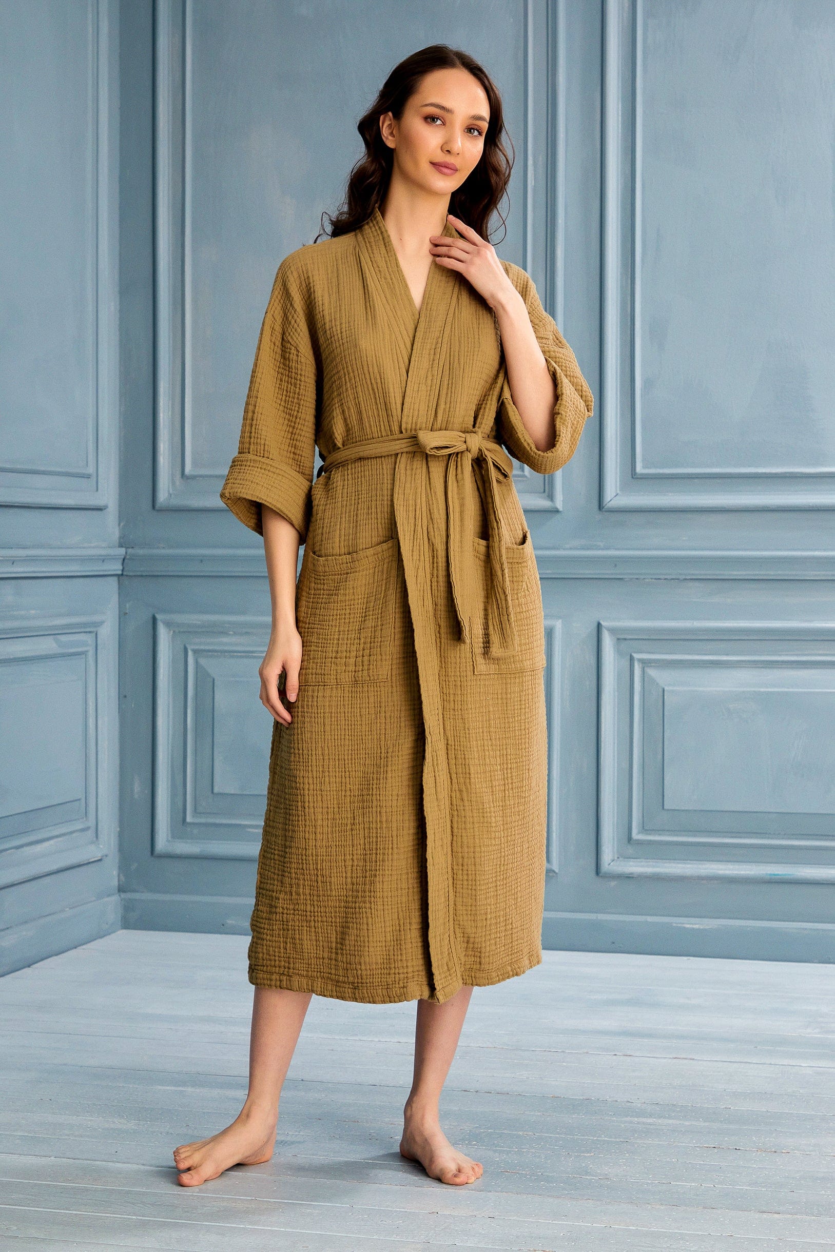 Cassie Cotton Gauze Robe - Beige | Begonville Cassie Cotton Gauze Robe - Beige | Begonville