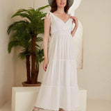 Rea Gauze Tie Strap Maxi Dress - White