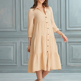 Begonville Shirt Dress Maya Cotton Shirt Dress - Sand