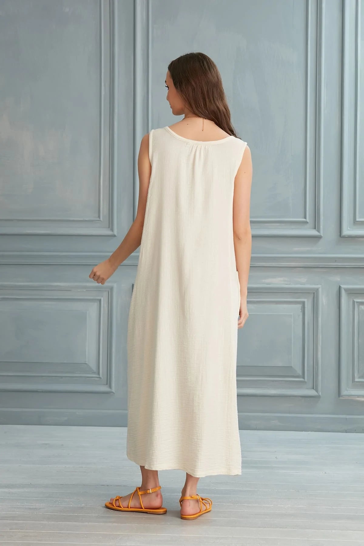 Begonville Maxi Dress Anita Comfort Fit Cotton Maxi Dress - Ecru