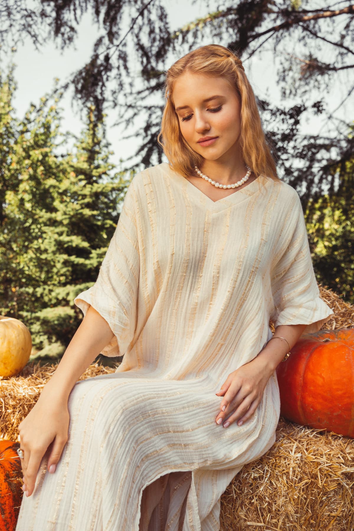 Cotton Maxi Dress Muslin Cotton Dress Renee V-Neck Cotton Maxi