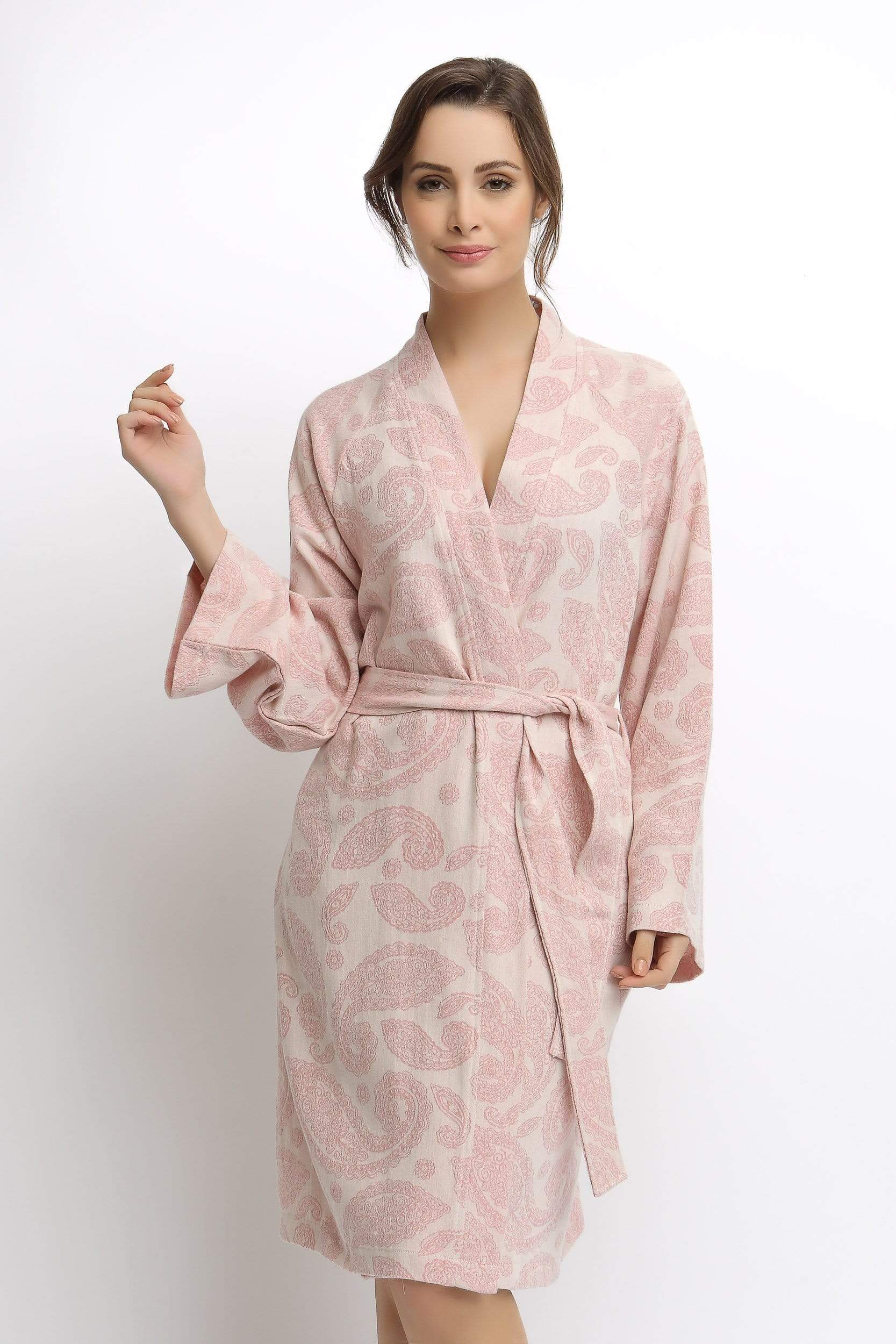 Paisley Cotton Robe Pink Begonville - Main Image