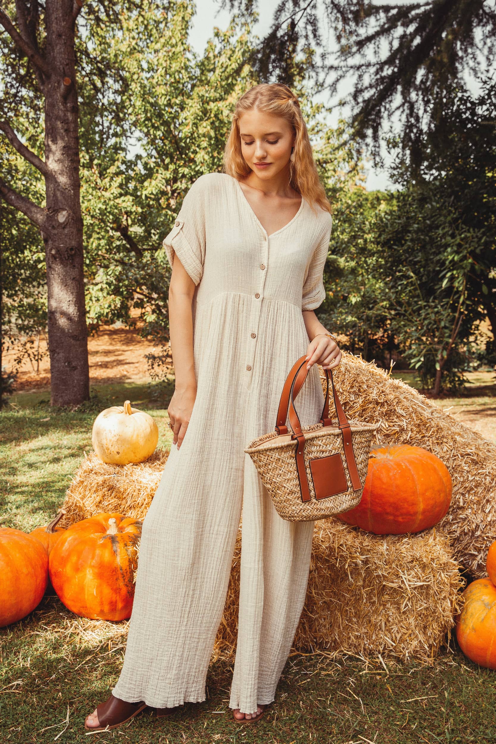Begonville Jumpsuit Donna Linen Jumpsuit - Ecru