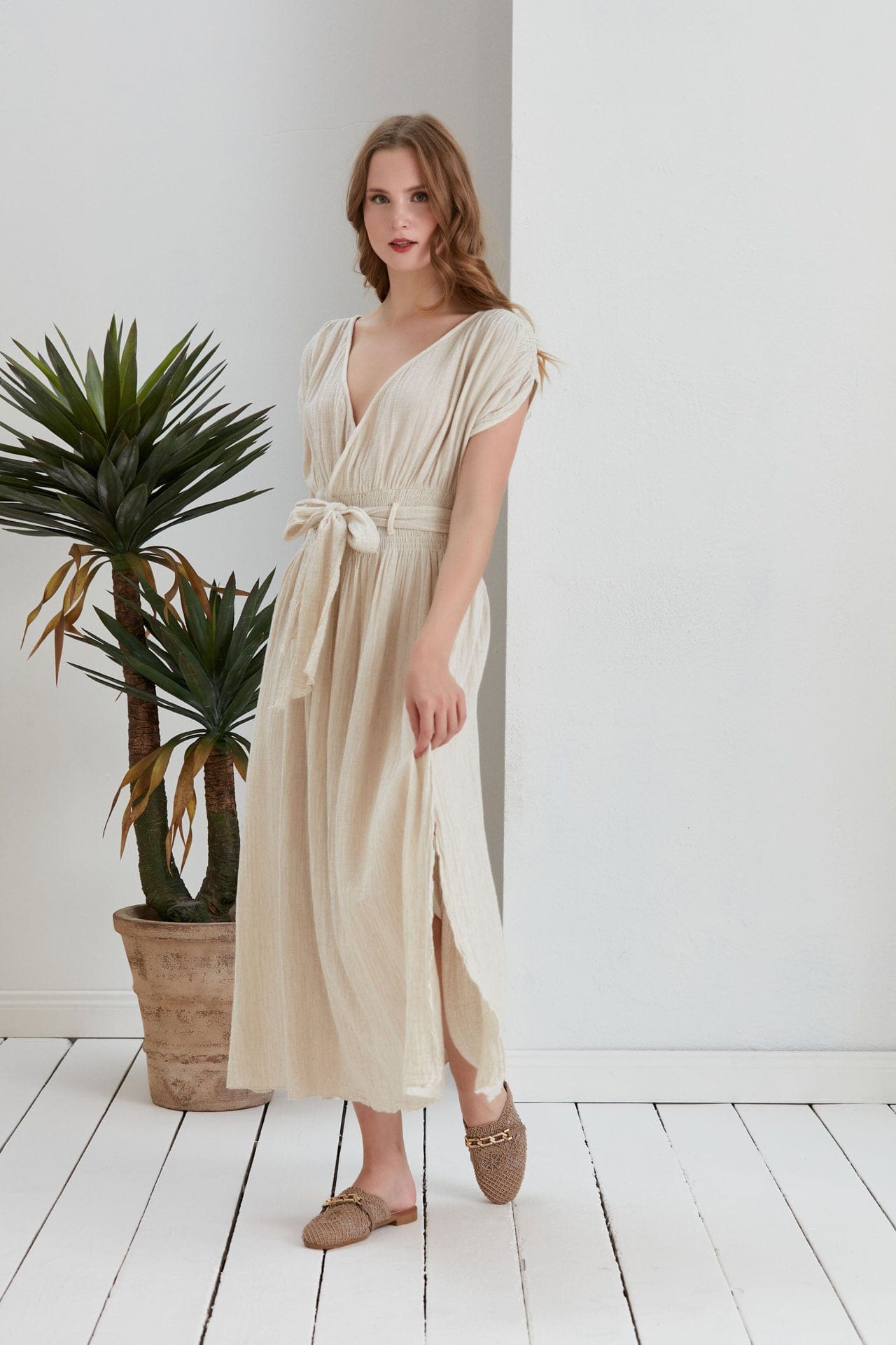 Frankie Oversize Midi Dress - Linen Ecru | Begonville Frankie Oversize Midi Dress - Linen Ecru | Begonville