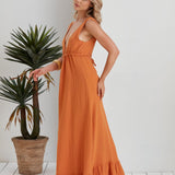 Lucy Cinched Waist Flowy Dress - Orange