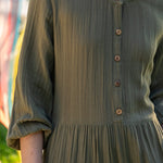 Elodie Button-Front Maxi Dress - Khaki Green
