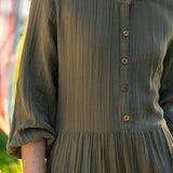 Elodie Button-Front Maxi Dress - Khaki Green