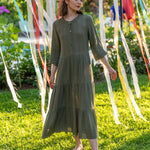 Elodie Button-Front Maxi Dress - Khaki Green