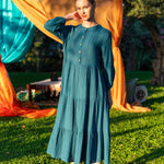 Elodie Button-Front Maxi Dress - Midnight Blue