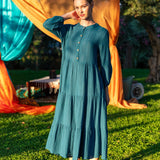 Elodie Button-Front Maxi Dress - Midnight Blue