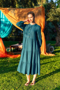 Elodie Button-Front Maxi Dress - Midnight Blue