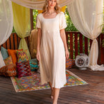 Faye Gold-Thread Cotton Midi Dress