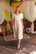 Faye Gold-Thread Cotton Midi Dress