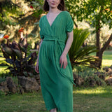 Frankie Smocked Oversized Maxi Dress - Green