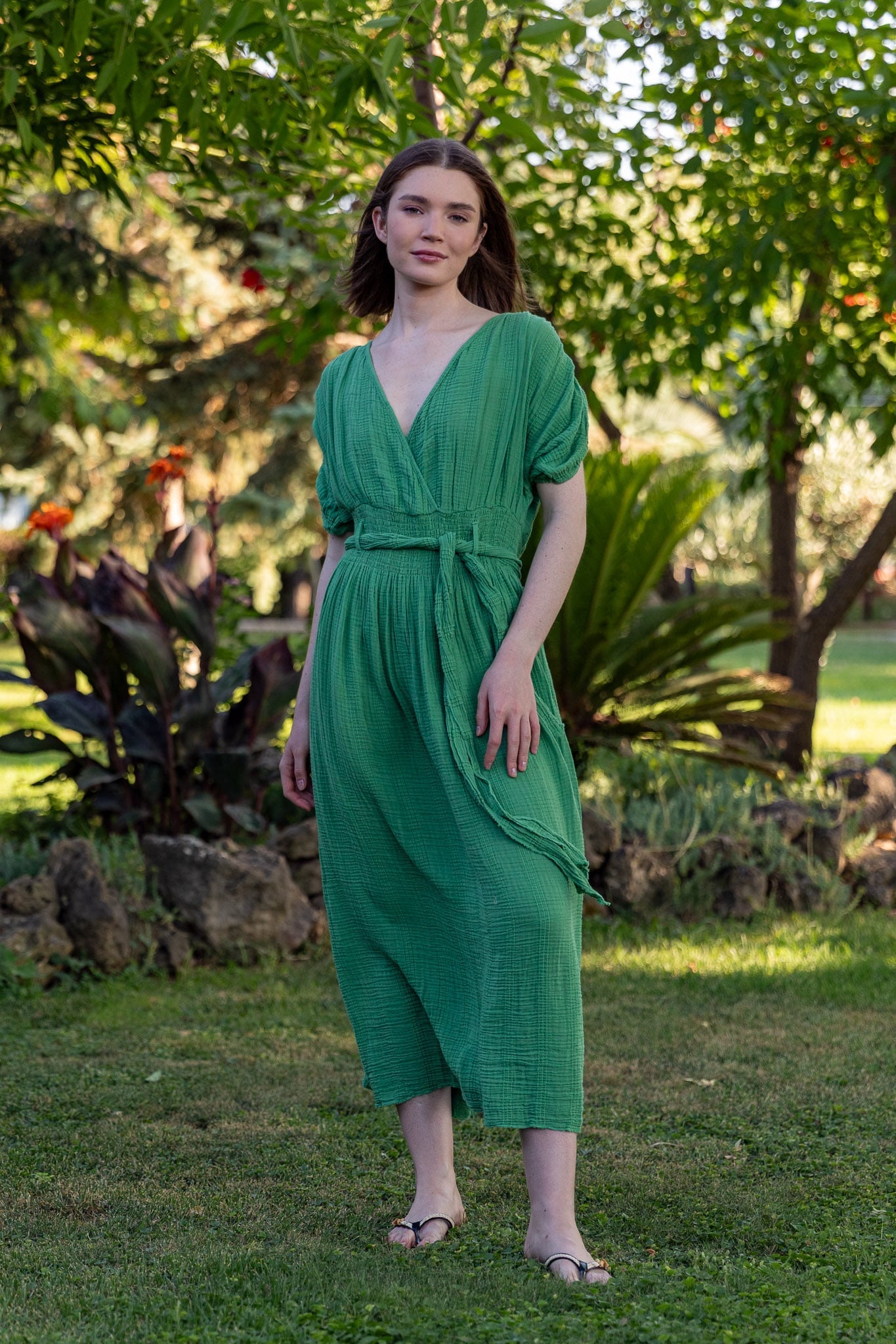 Frankie Smocked Oversized Maxi Dress - Green
