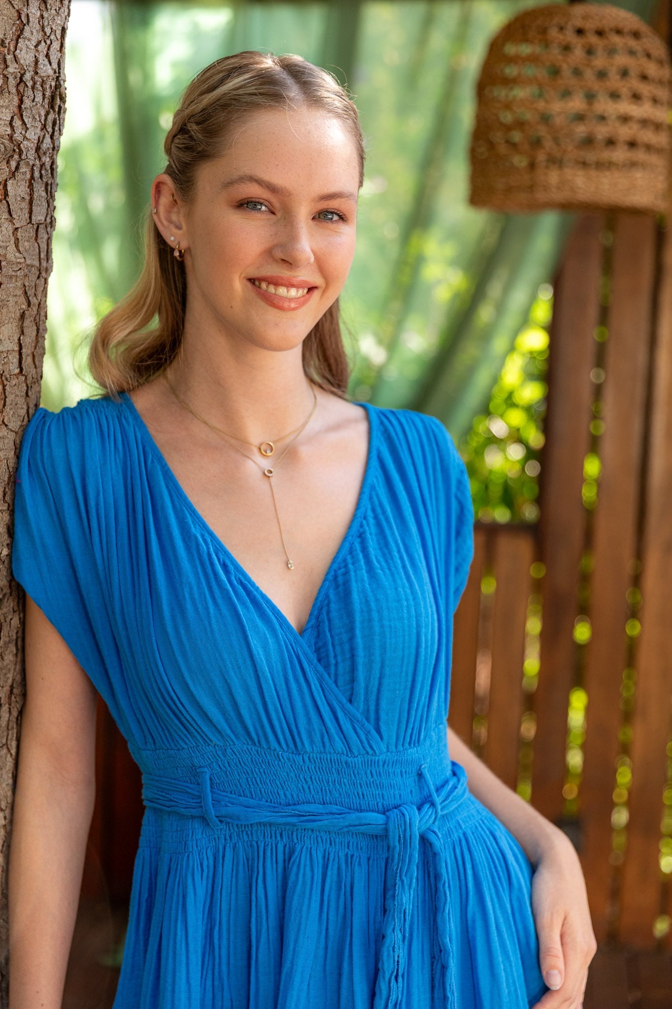 Frankie Smocked Oversized Maxi Dress - Blue