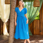 Frankie Smocked Oversized Maxi Dress - Blue