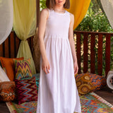 Maelle Smocked Maxi Dress - White