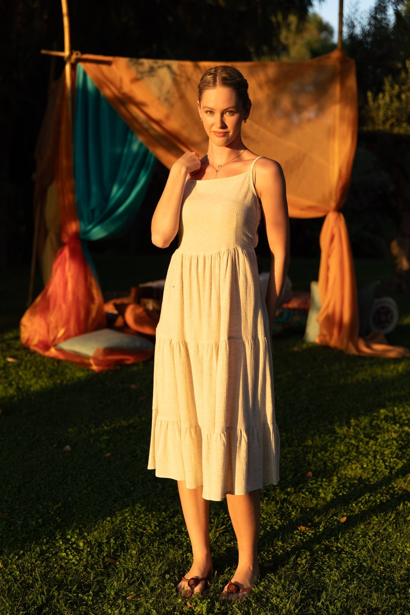 Nino Bow-Back Hemp Blend Dress - Ecru