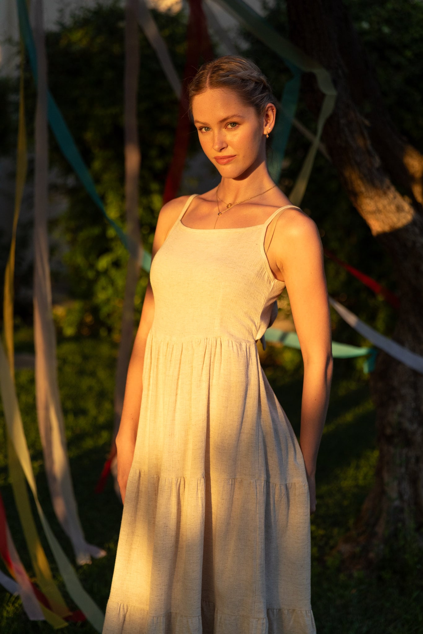 Nino Bow-Back Hemp Blend Dress - Ecru