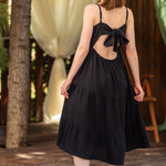 Nino Bow-Back Hemp Blend Dress - Black