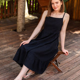Nino Bow-Back Hemp Blend Dress - Black