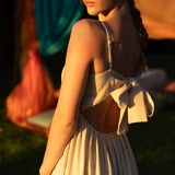 Nino Bow-Back Hemp Blend Dress - Ecru