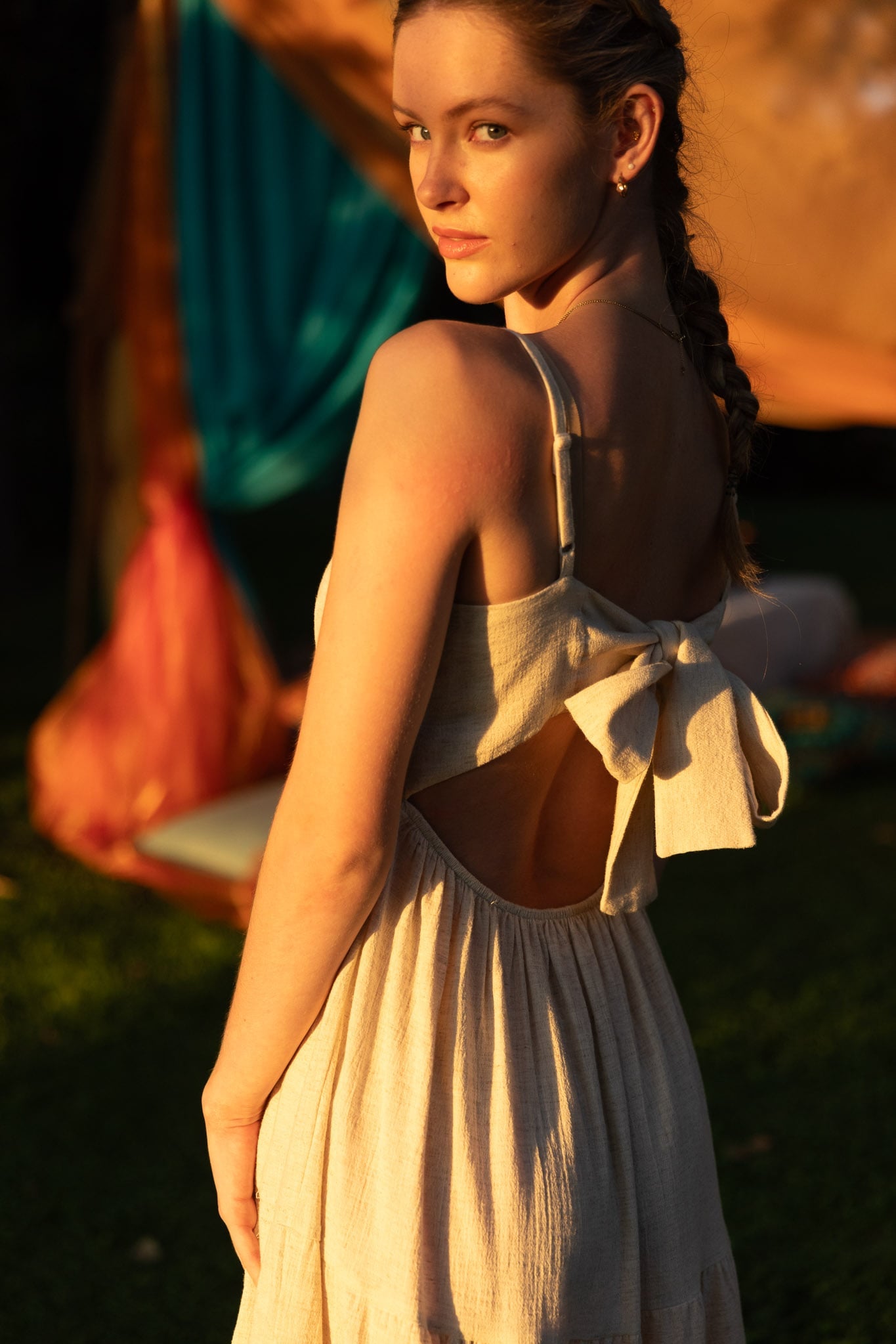 Nino Bow-Back Hemp Blend Dress - Ecru