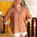 Sage Unisex Muslin Shirt - Terra Cotta