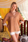 Sage Unisex Muslin Shirt - Terra Cotta