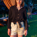 Sage Unisex Muslin Shirt - Black