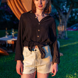 Sage Unisex Muslin Shirt - Black