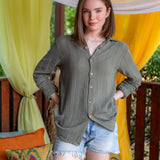 Sage Unisex Muslin Shirt - Khaki