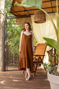 Silvia Strappy Midi Dress - Brown