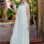 Tuana Tie-Shoulder Maxi Dress - Gold Ecru