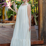 Tuana Tie-Shoulder Maxi Dress - Gold Ecru