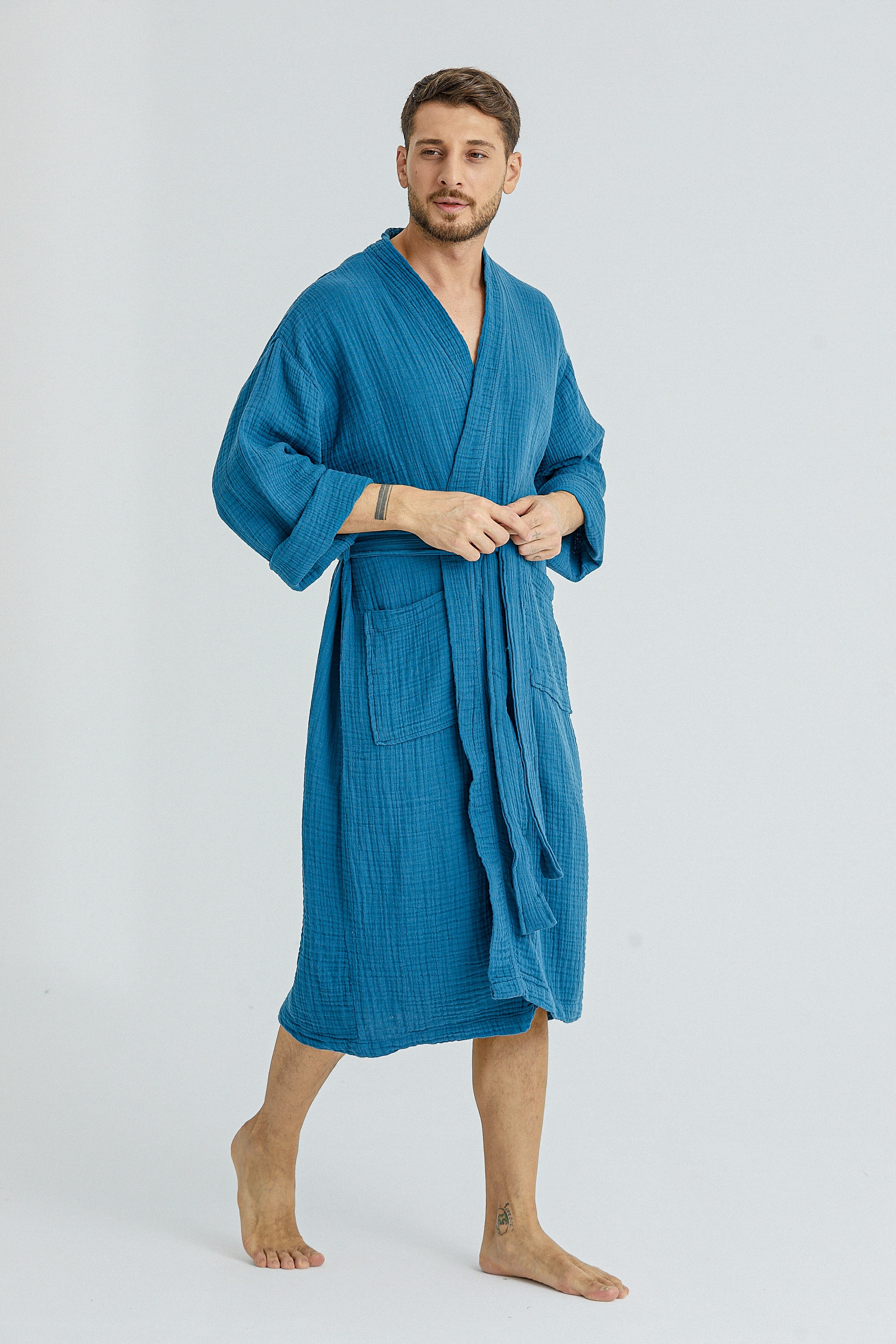Cassia Men's Everyday Robes - Oceanic Blue | Begonville
