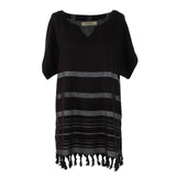 Shiny Bamboo Tunic - Black & Silver