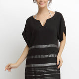 Shiny Bamboo Tunic - Black & Silver