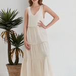 Jolie Tiered Muslin Maxi Dress - Ecru