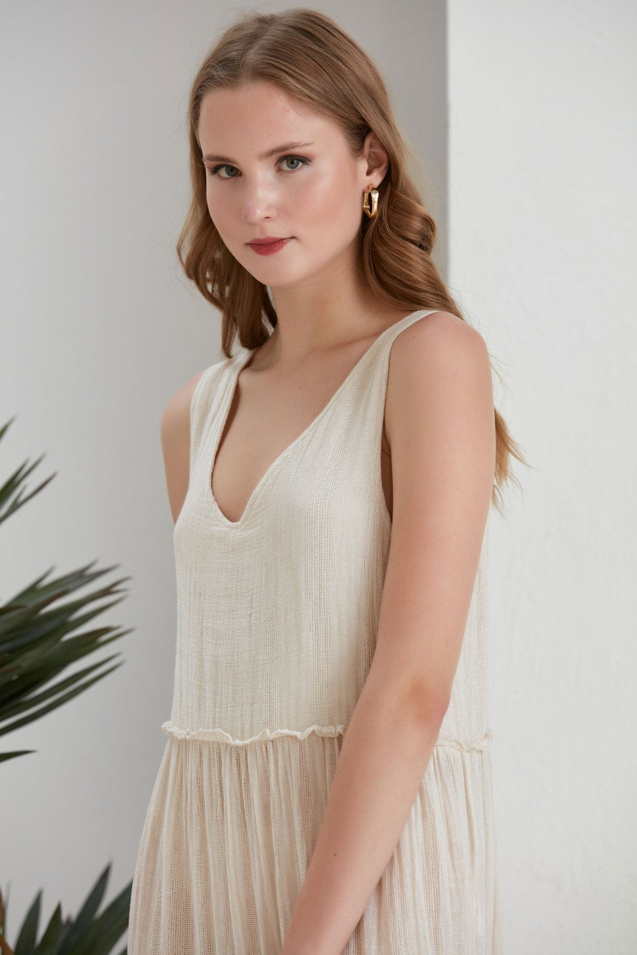Jolie Tiered Muslin Maxi Dress - Ecru
