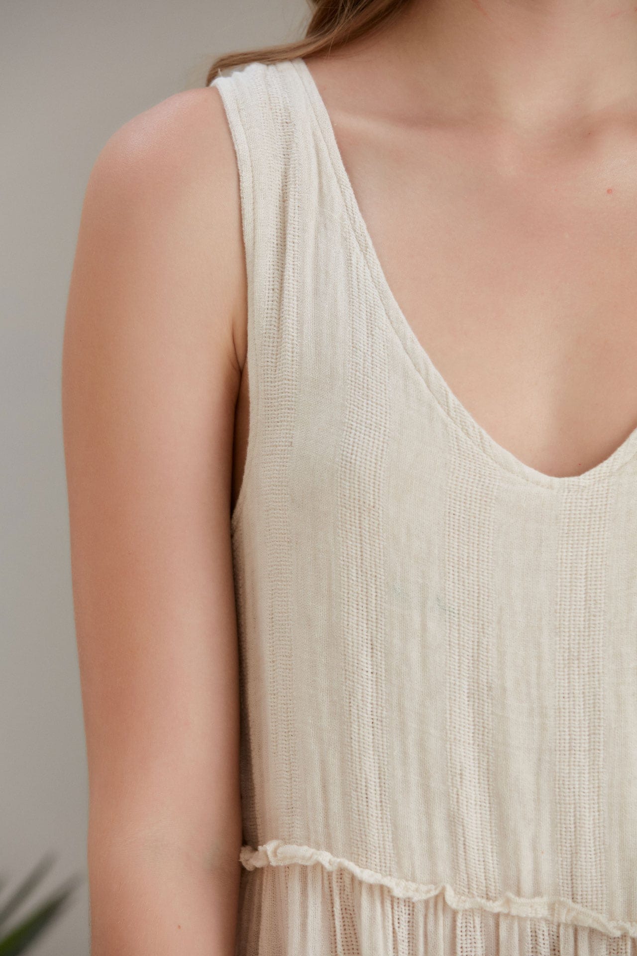 Jolie Tiered Muslin Maxi Dress - Ecru