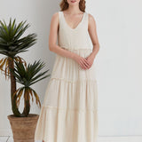 Jolie Tiered Muslin Maxi Dress - Ecru