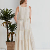 Jolie Tiered Muslin Maxi Dress - Ecru