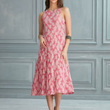 Lily Tiered Gauze Midi Dress - Pink