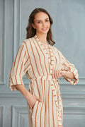Sundial Linen Beach Robe - Brown Orange