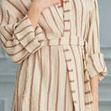 Sundial Linen Beach Robe - Grey Brown